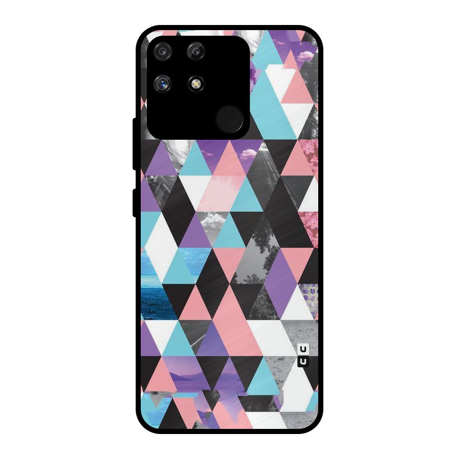 Abstract Splash Triangles Metal Back Case for Realme Narzo 50A