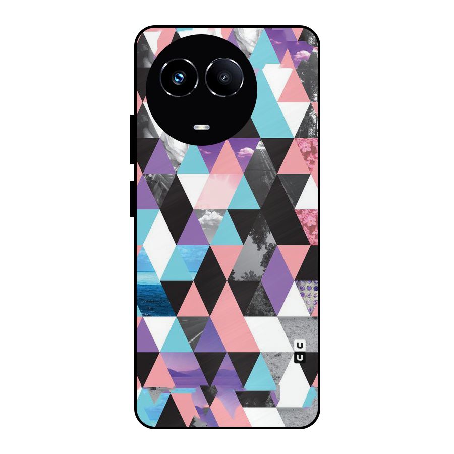 Abstract Splash Triangles Metal Back Case for Realme Narzo 60X