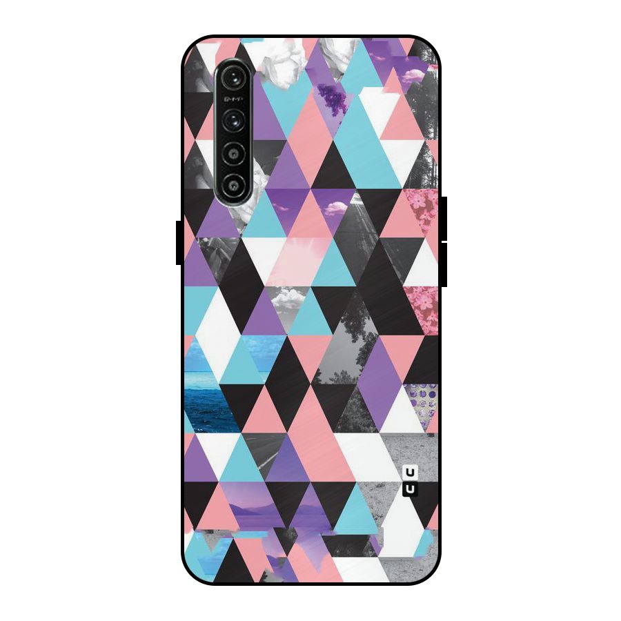 Abstract Splash Triangles Metal Back Case for Realme XT