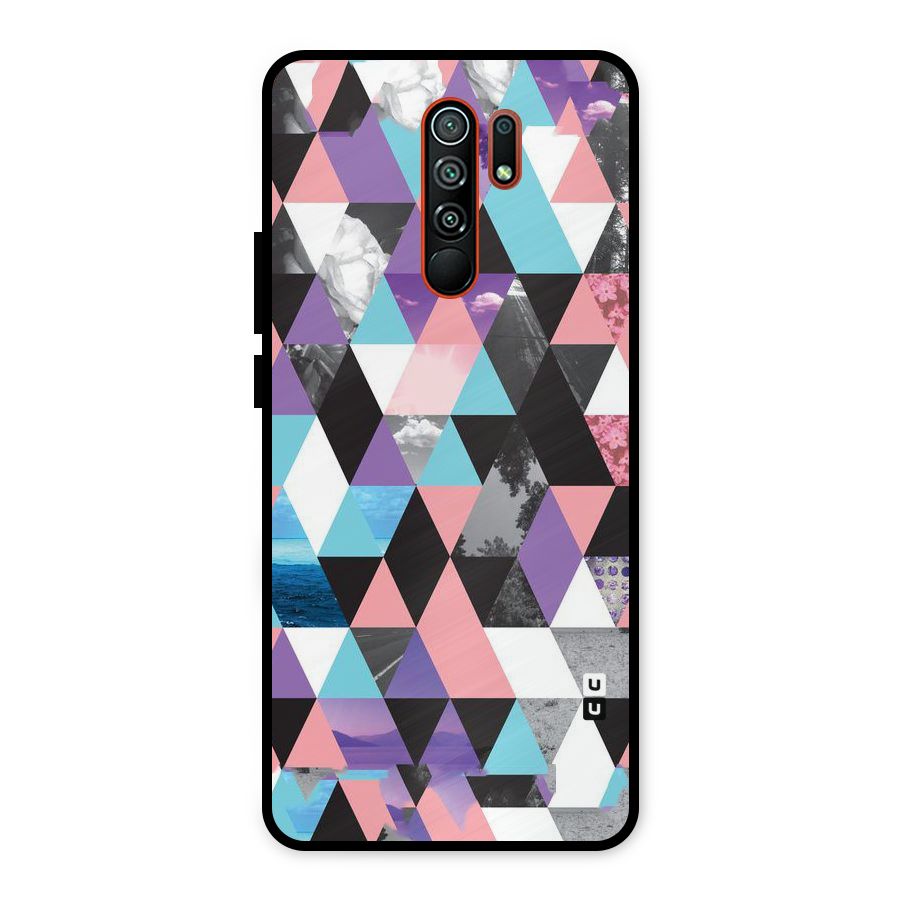 Abstract Splash Triangles Metal Back Case for Redmi 9 Prime