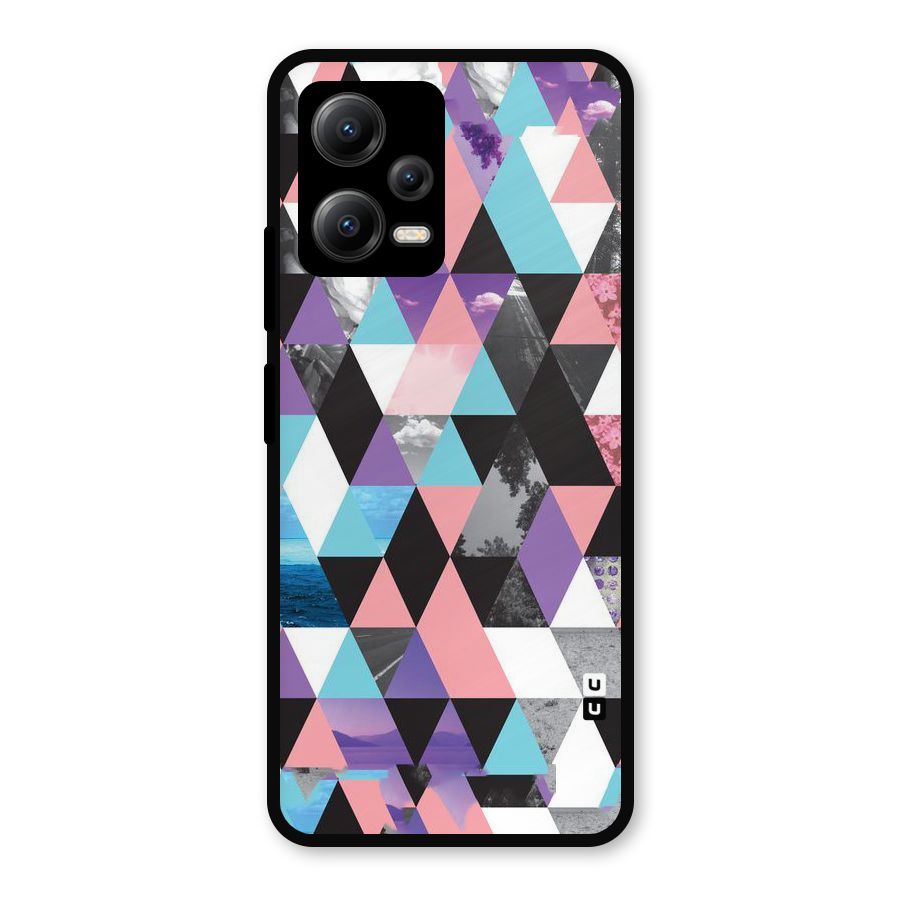 Abstract Splash Triangles Metal Back Case for Redmi Note 12 5G