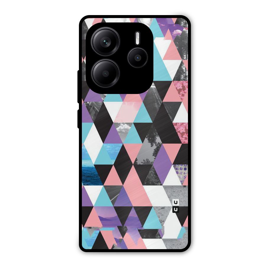 Abstract Splash Triangles Metal Back Case for Redmi Note 14 5G