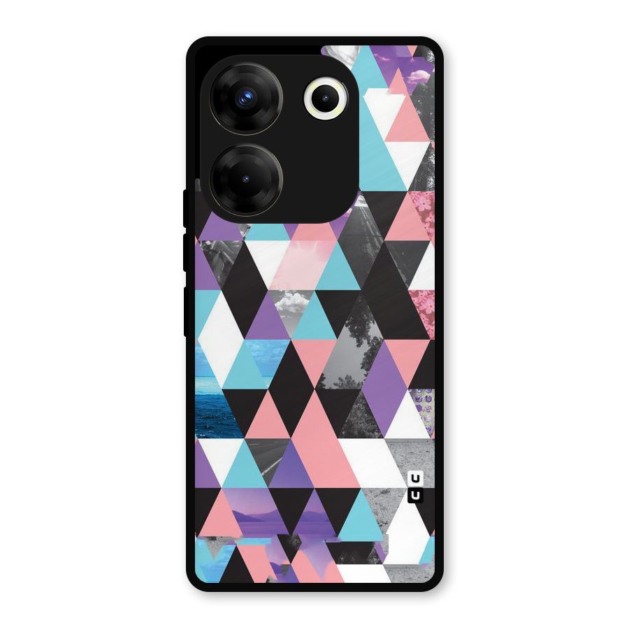 Abstract Splash Triangles Metal Back Case for Tecno Camon 20 Pro