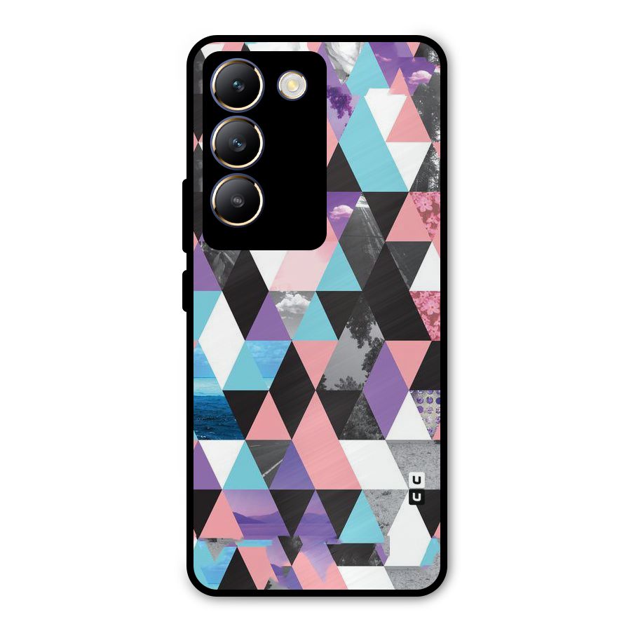 Abstract Splash Triangles Metal Back Case for Vivo T3 5G