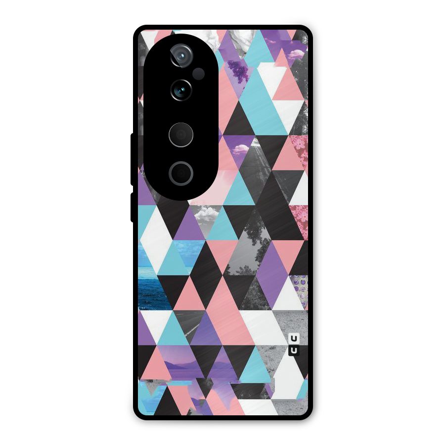 Abstract Splash Triangles Metal Back Case for Vivo T3 Ultra