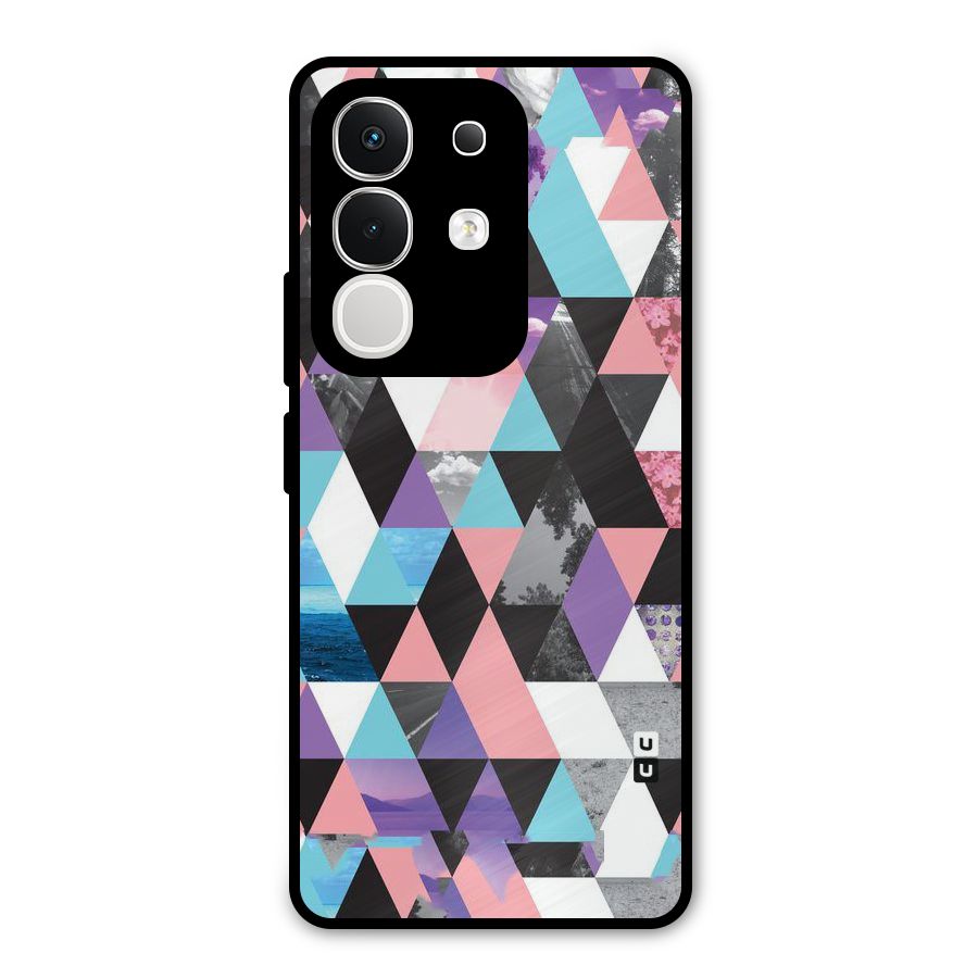 Abstract Splash Triangles Metal Back Case for Vivo T4x