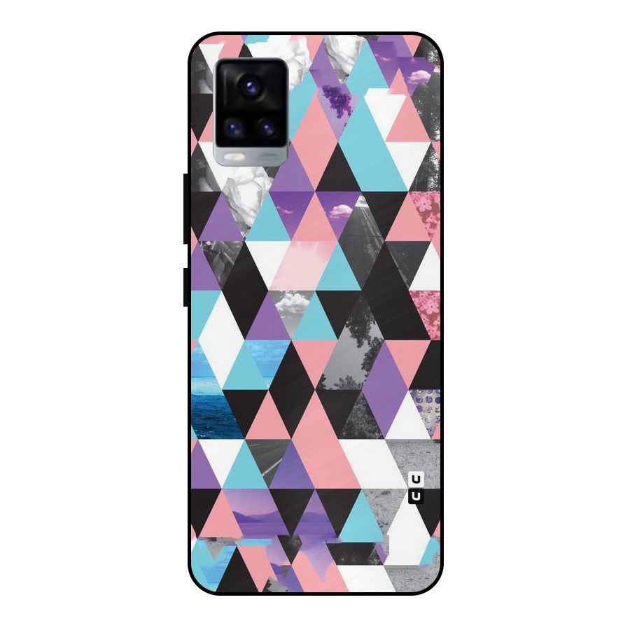 Abstract Splash Triangles Metal Back Case for Vivo V20 2021
