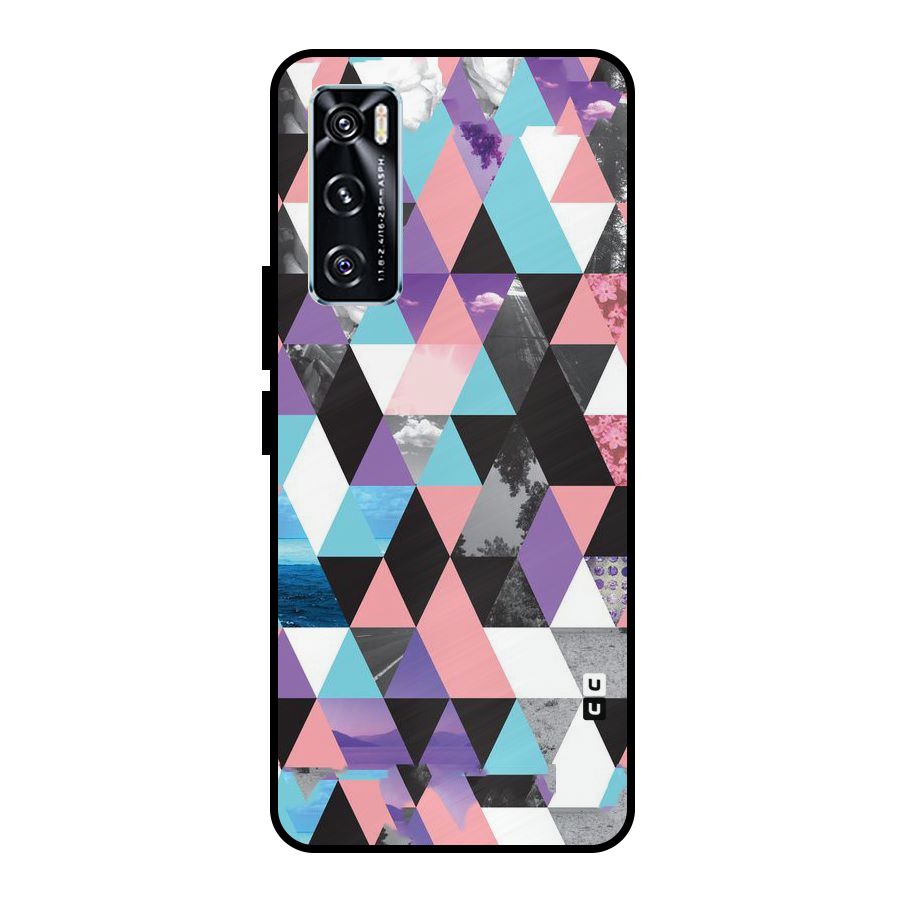 Abstract Splash Triangles Metal Back Case for Vivo V20 SE