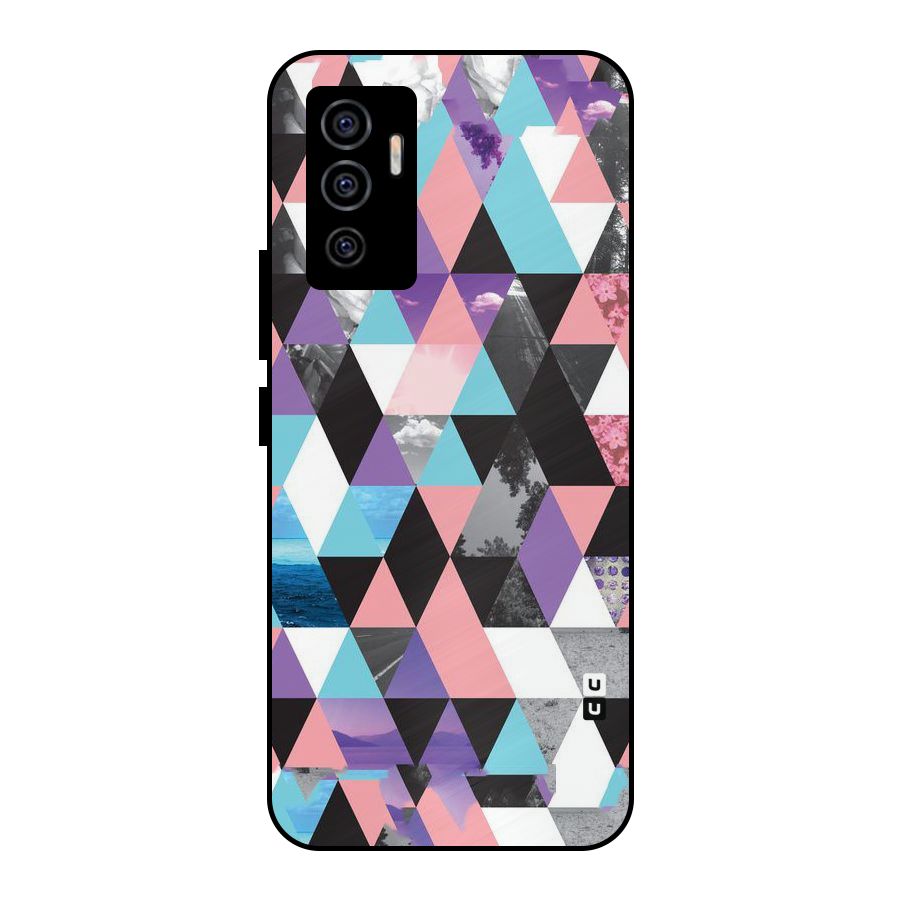 Abstract Splash Triangles Metal Back Case for Vivo V23e