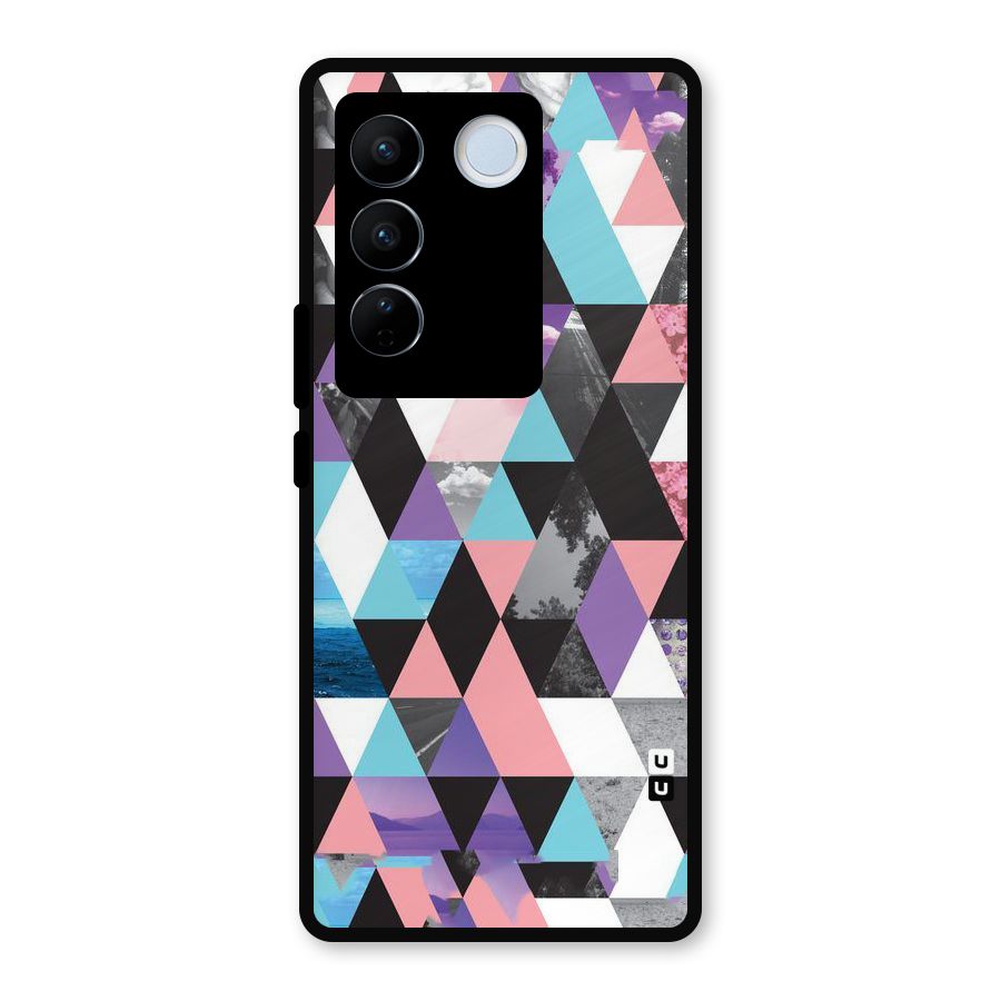 Abstract Splash Triangles Metal Back Case for Vivo V27