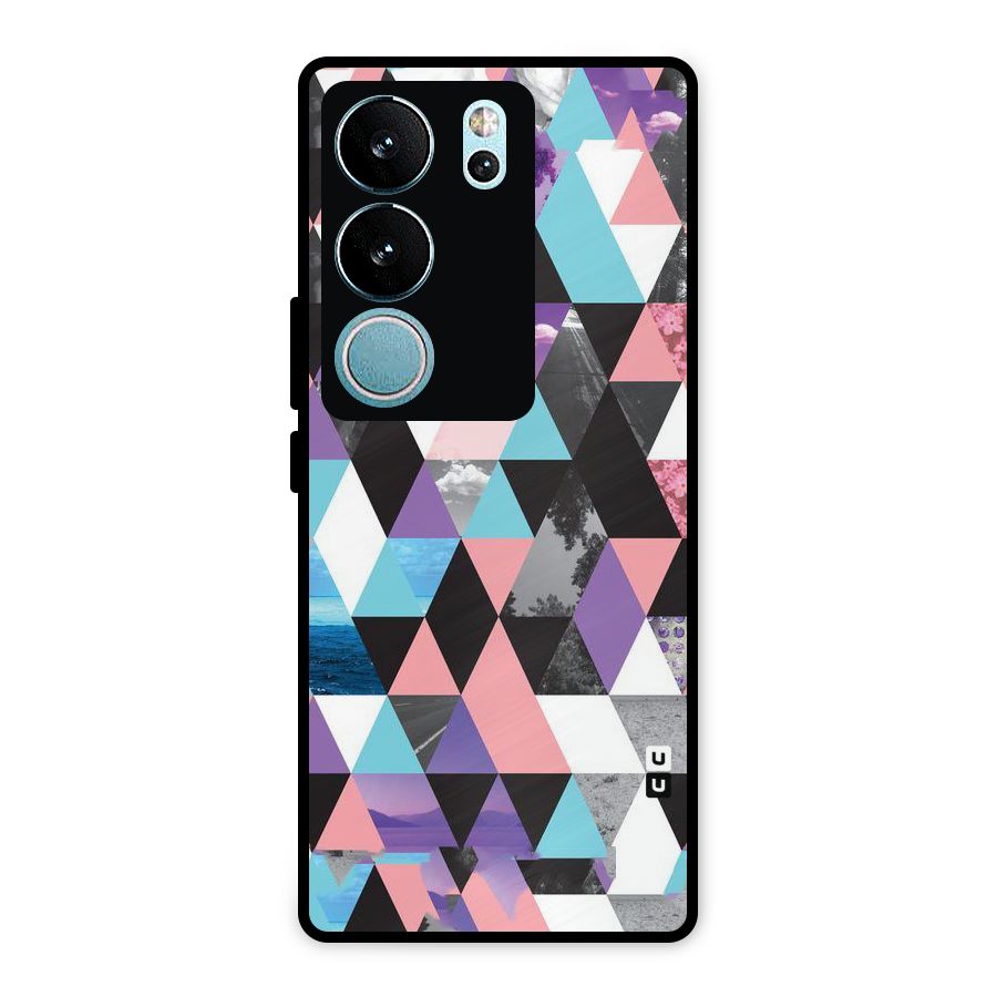 Abstract Splash Triangles Metal Back Case for Vivo V29 Pro