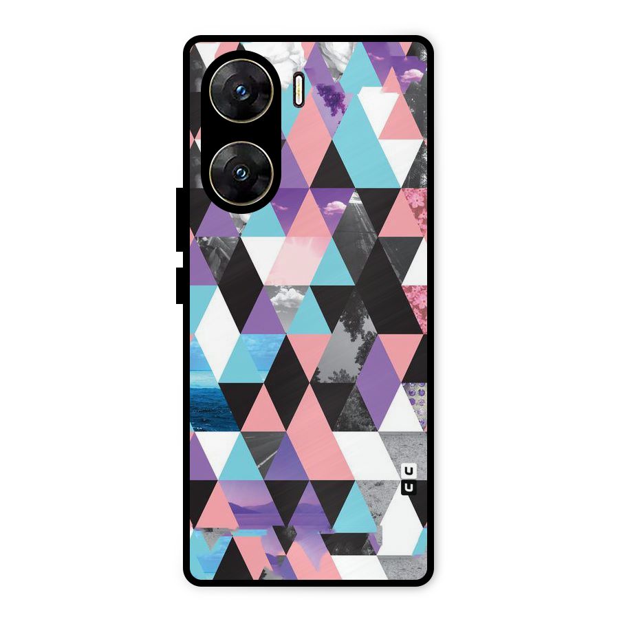 Abstract Splash Triangles Metal Back Case for Vivo V29e