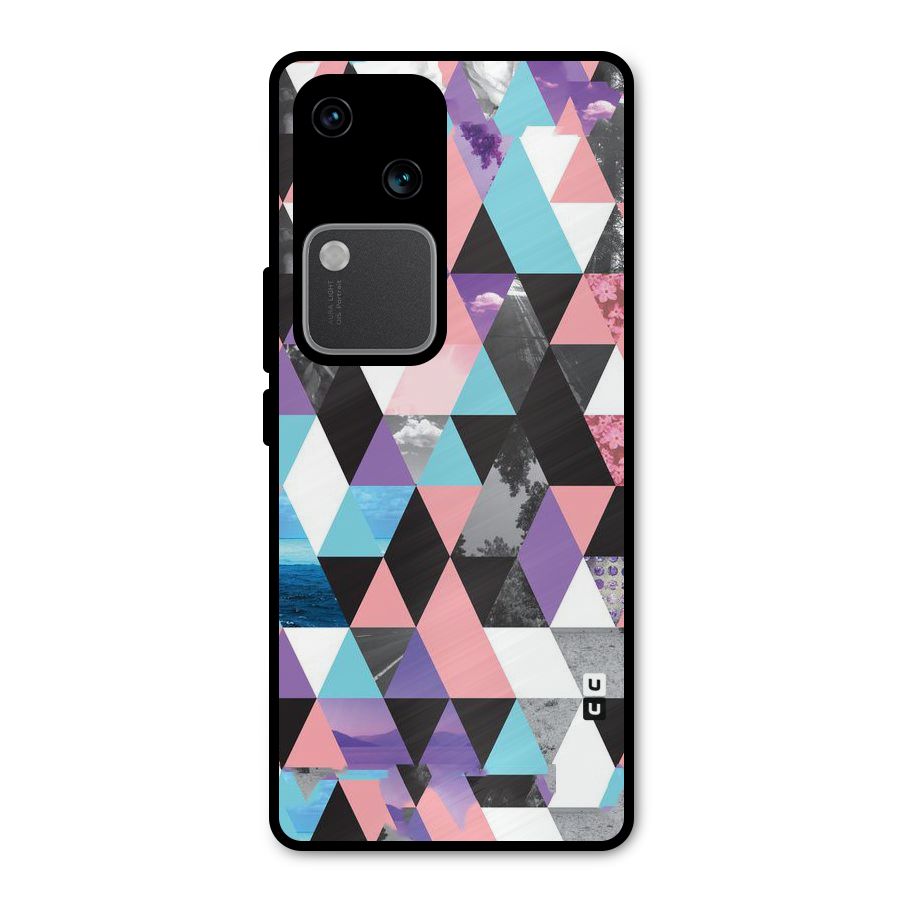 Abstract Splash Triangles Metal Back Case for Vivo V30
