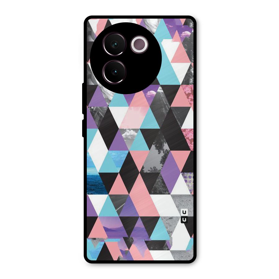 Abstract Splash Triangles Metal Back Case for Vivo V30e