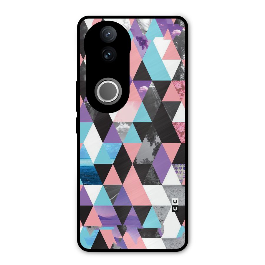 Abstract Splash Triangles Metal Back Case for Vivo V50e