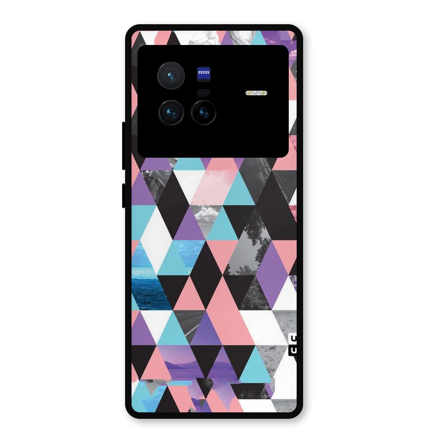 Abstract Splash Triangles Metal Back Case for Vivo X80