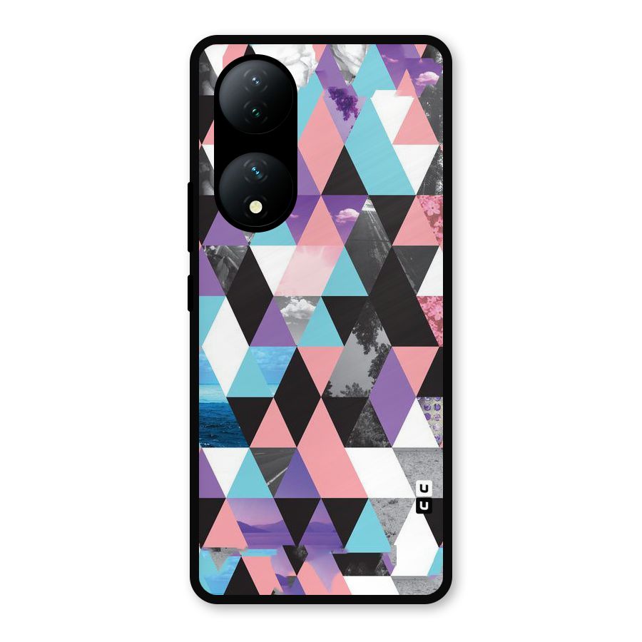 Abstract Splash Triangles Metal Back Case for Vivo Y100a