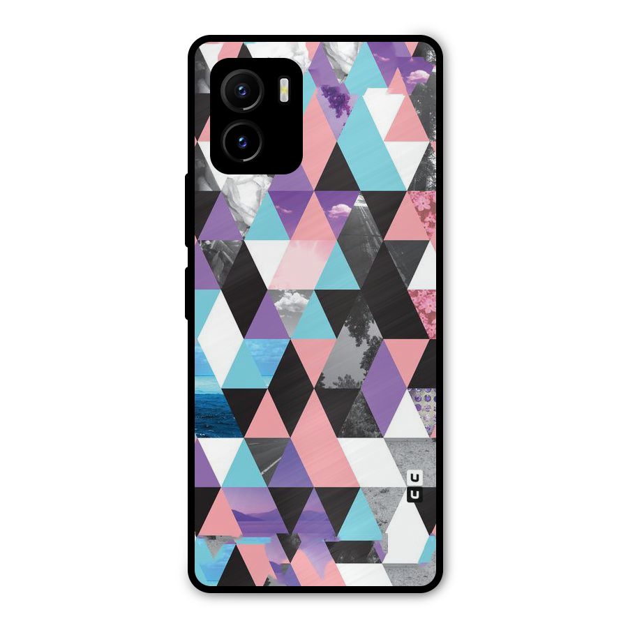 Abstract Splash Triangles Metal Back Case for Vivo Y15s