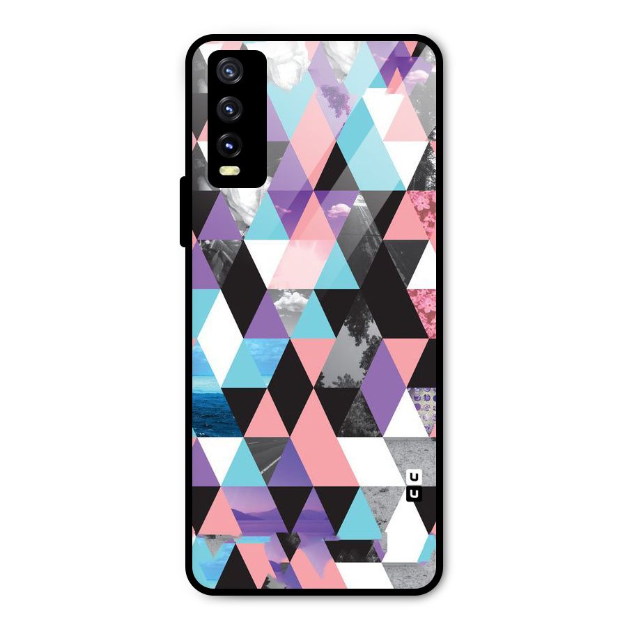 Abstract Splash Triangles Metal Back Case for Vivo Y20g