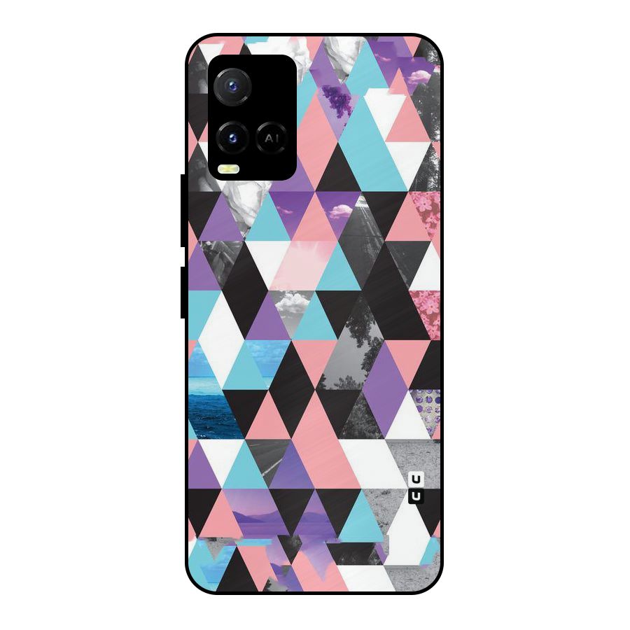 Abstract Splash Triangles Metal Back Case for Vivo Y21G