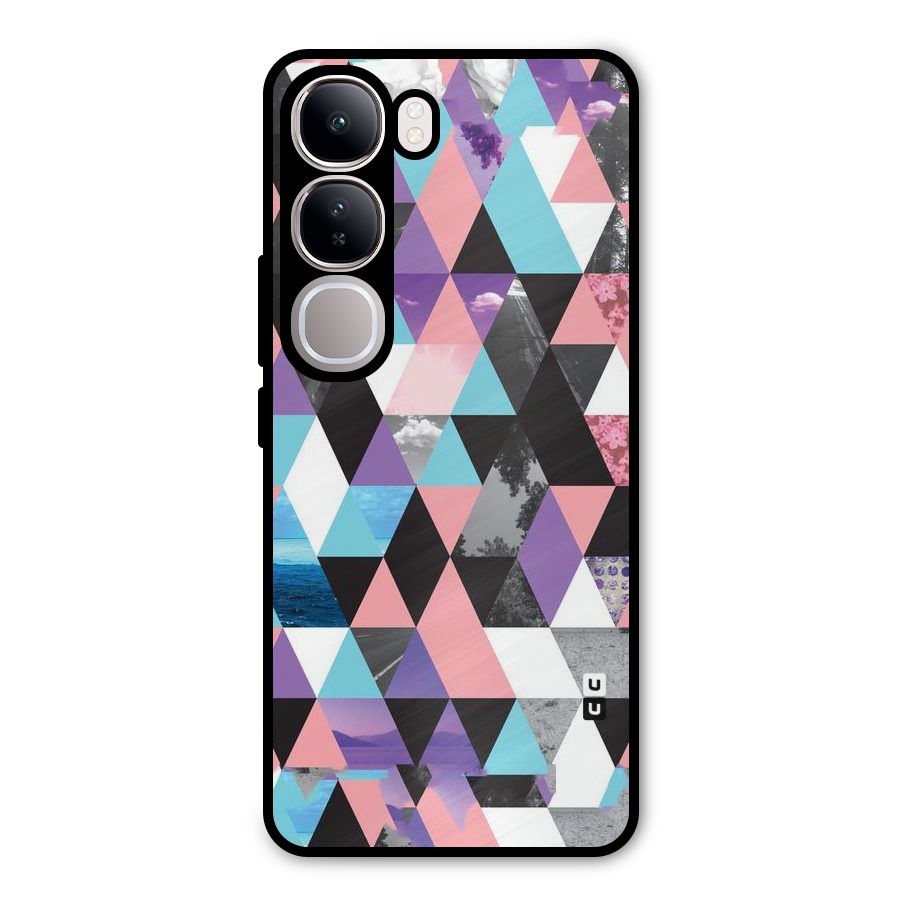 Abstract Splash Triangles Metal Back Case for Vivo Y300