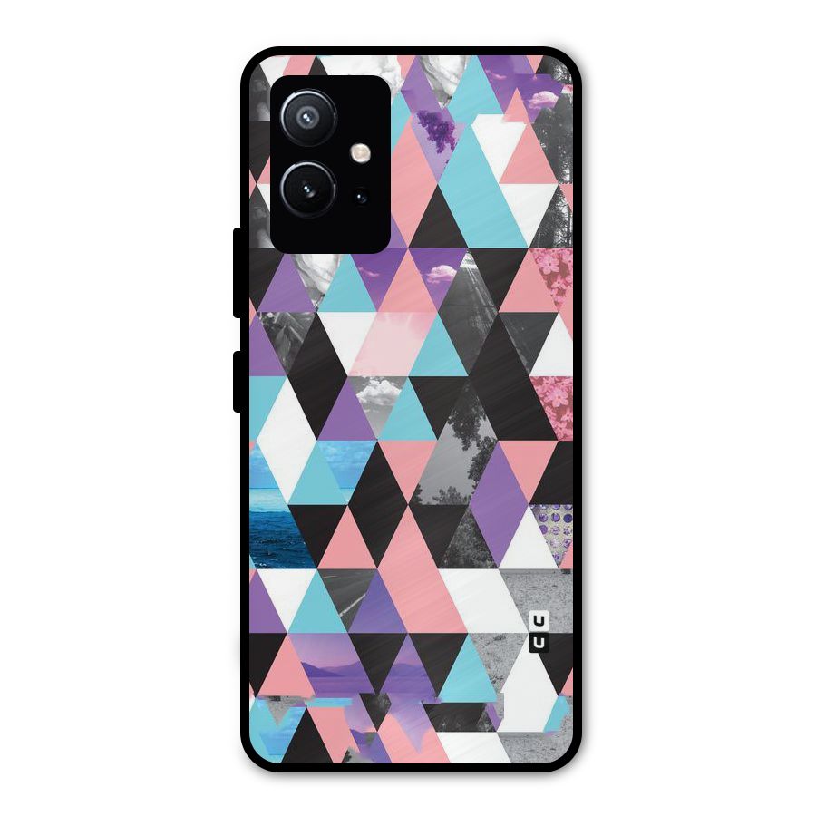 Abstract Splash Triangles Metal Back Case for Vivo Y75 5G