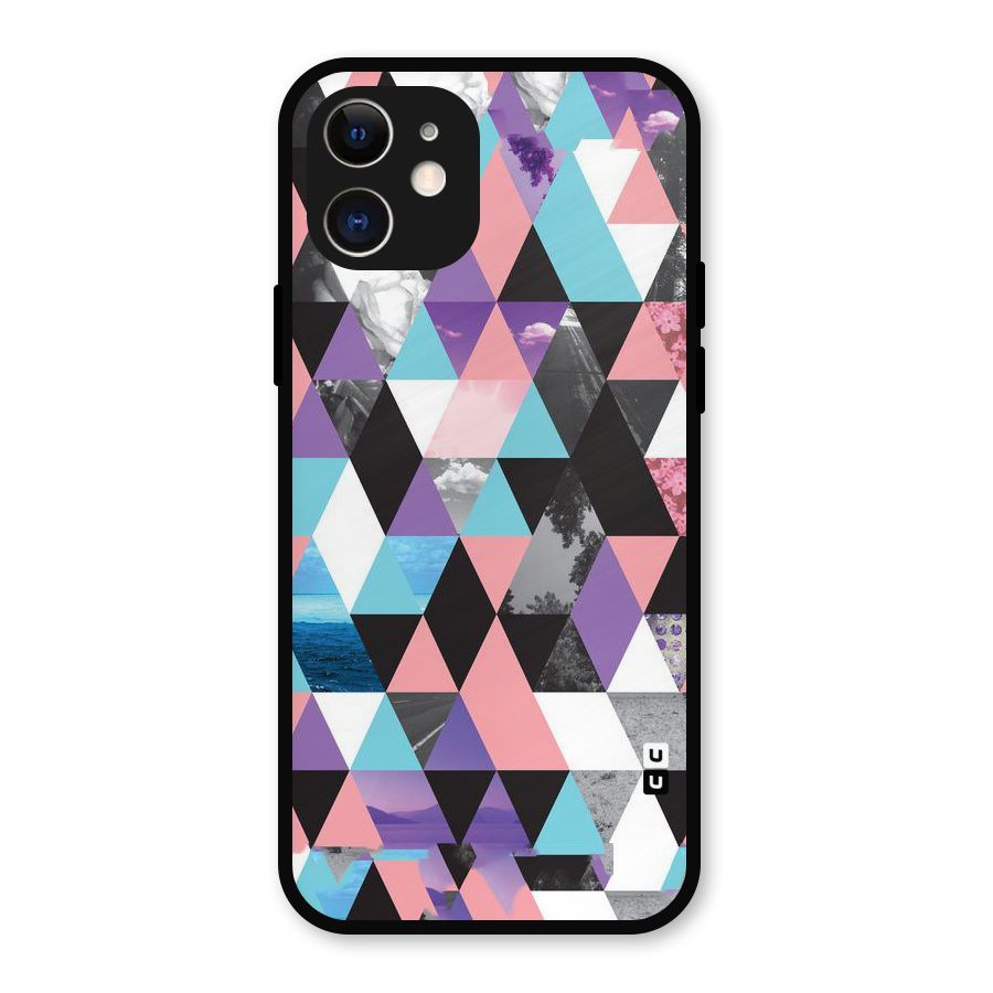 Abstract Splash Triangles Metal Back Case for iPhone 12