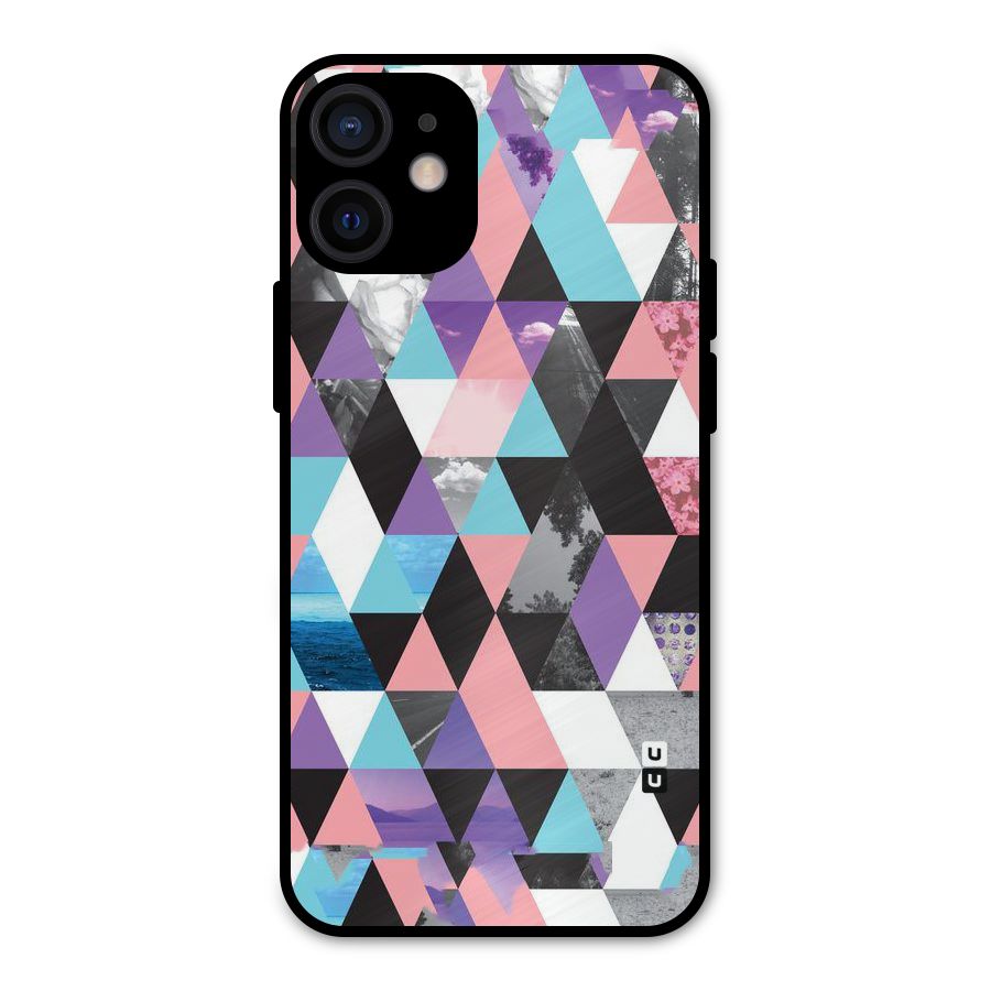 Abstract Splash Triangles Metal Back Case for iPhone 12 Mini