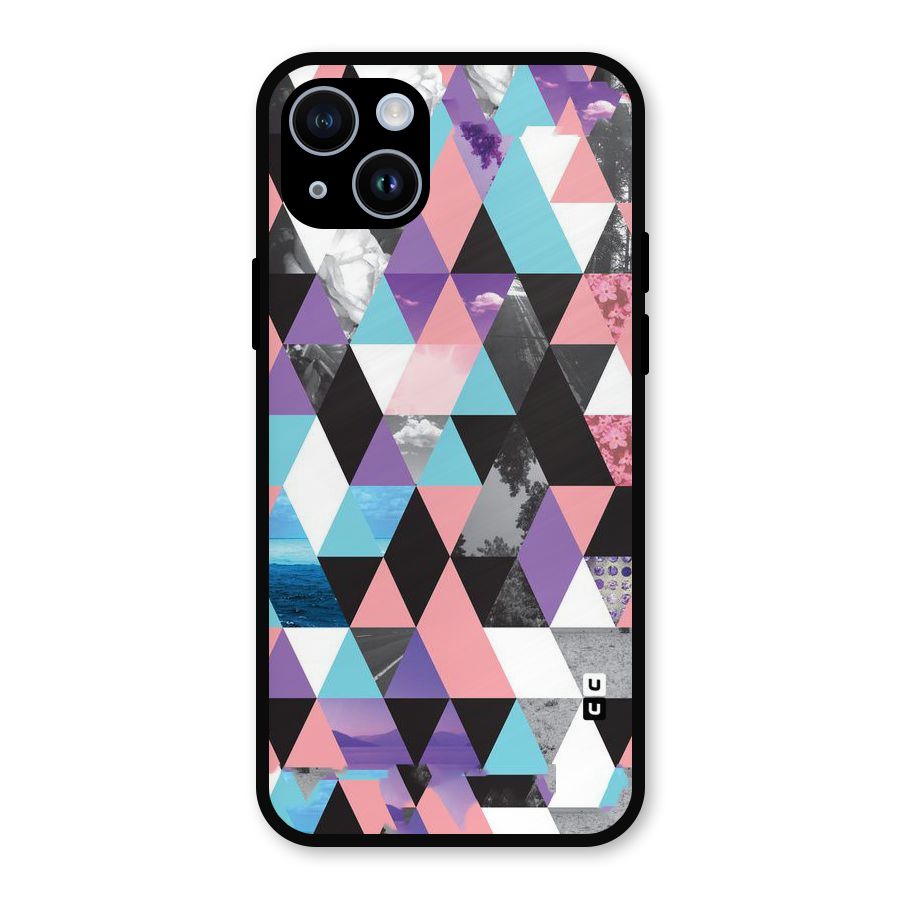 Abstract Splash Triangles Metal Back Case for iPhone 14