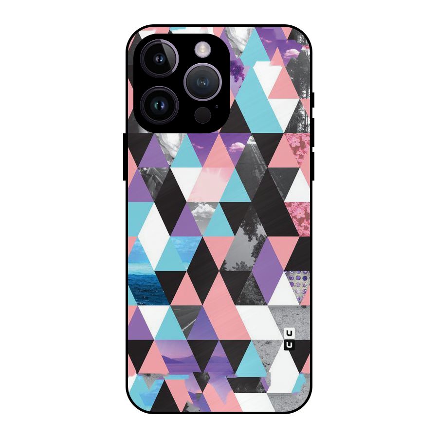 Abstract Splash Triangles Metal Back Case for iPhone 14 Pro Max