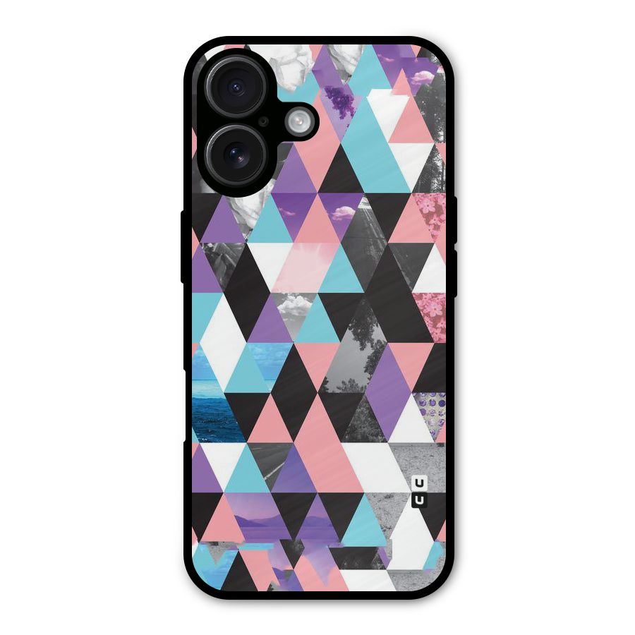 Abstract Splash Triangles Metal Back Case for iPhone 16