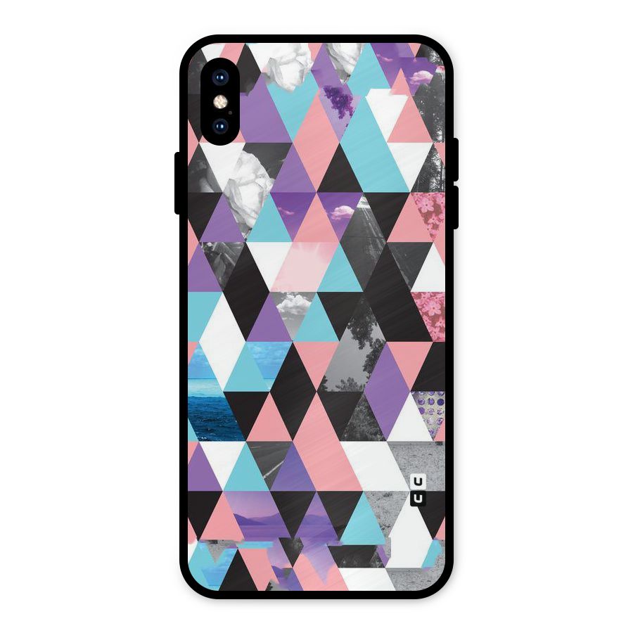 Abstract Splash Triangles Metal Back Case for iPhone XS Max