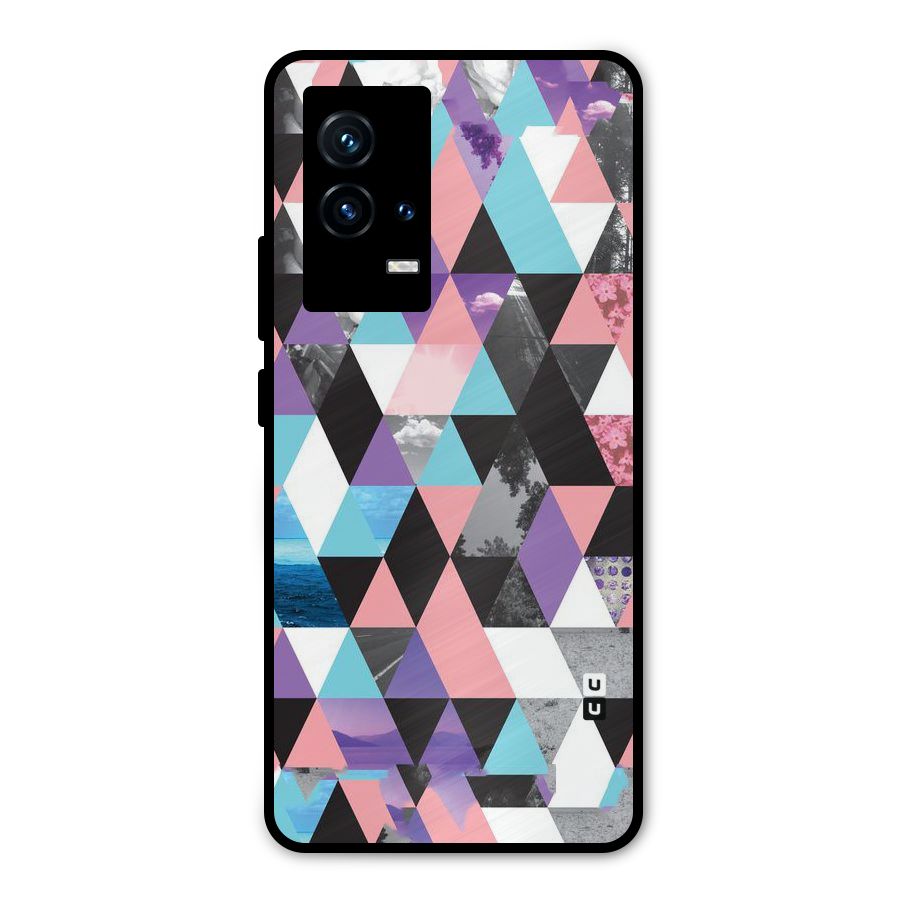 Abstract Splash Triangles Metal Back Case for iQOO 9 5G