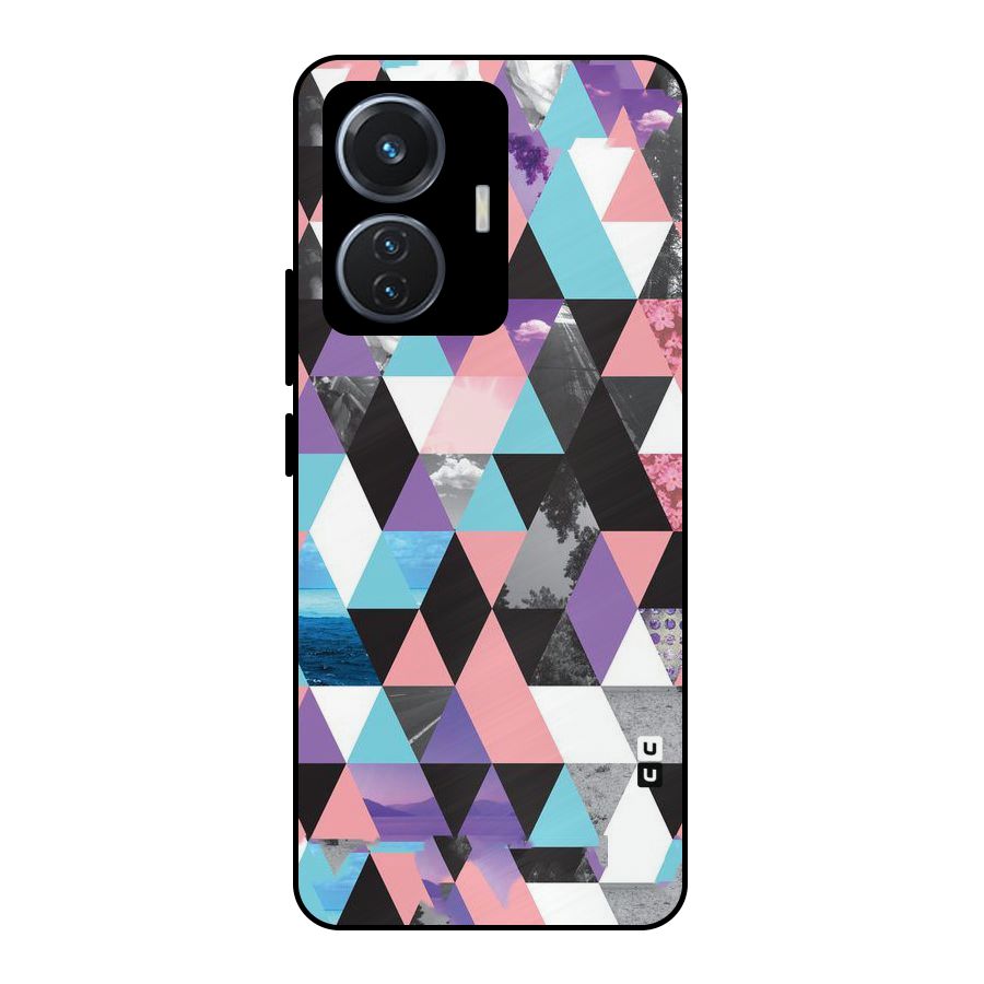 Abstract Splash Triangles Metal Back Case for iQOO Z6 44W