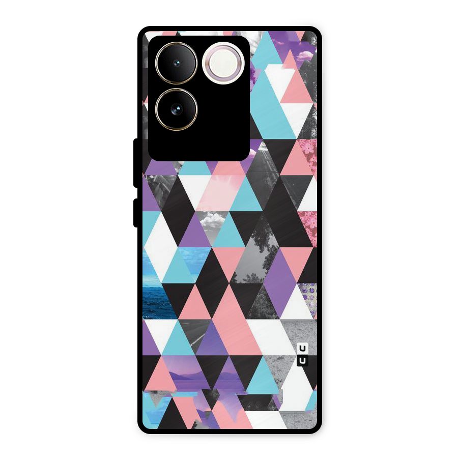 Abstract Splash Triangles Metal Back Case for iQOO Z7 Pro