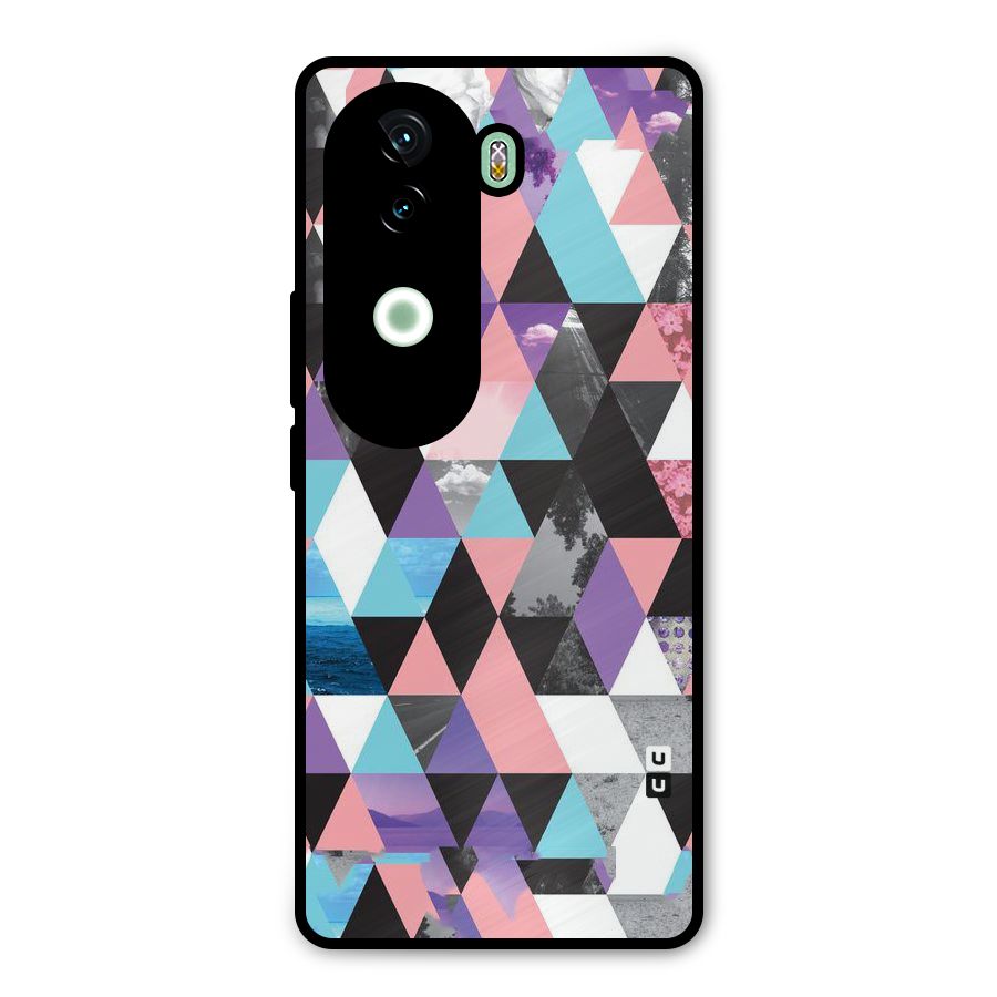 Abstract Splash Triangles Metal Back Case for iQOO Z9s