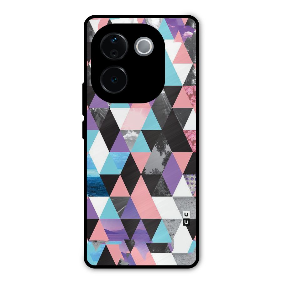 Abstract Splash Triangles Metal Back Case for iQOO Z9s Pro