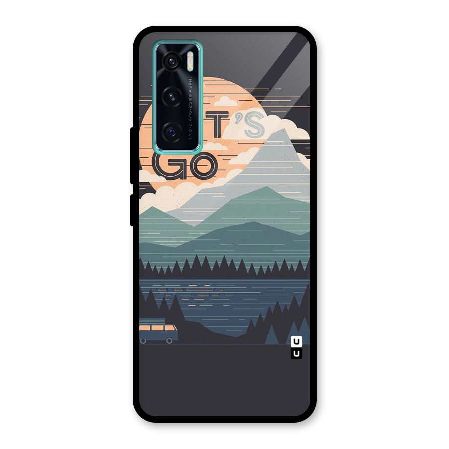 Abstract Travel Glass Back Case for Vivo V20 SE