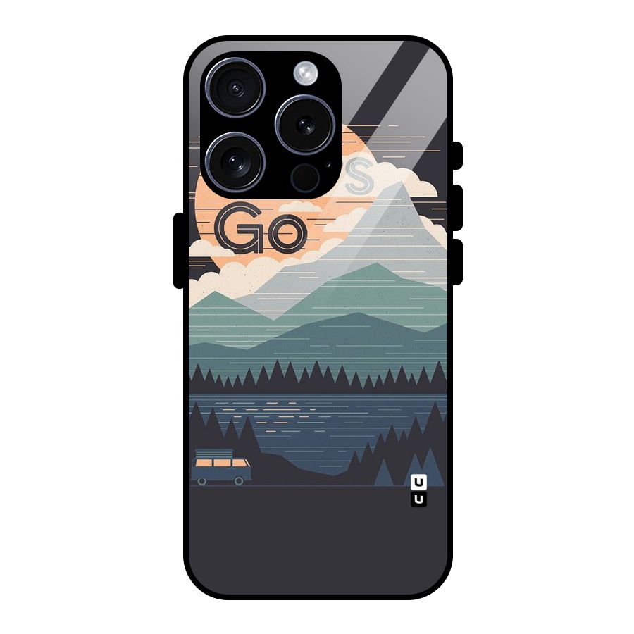 Abstract Travel Glass Back Case for iPhone 15 Pro