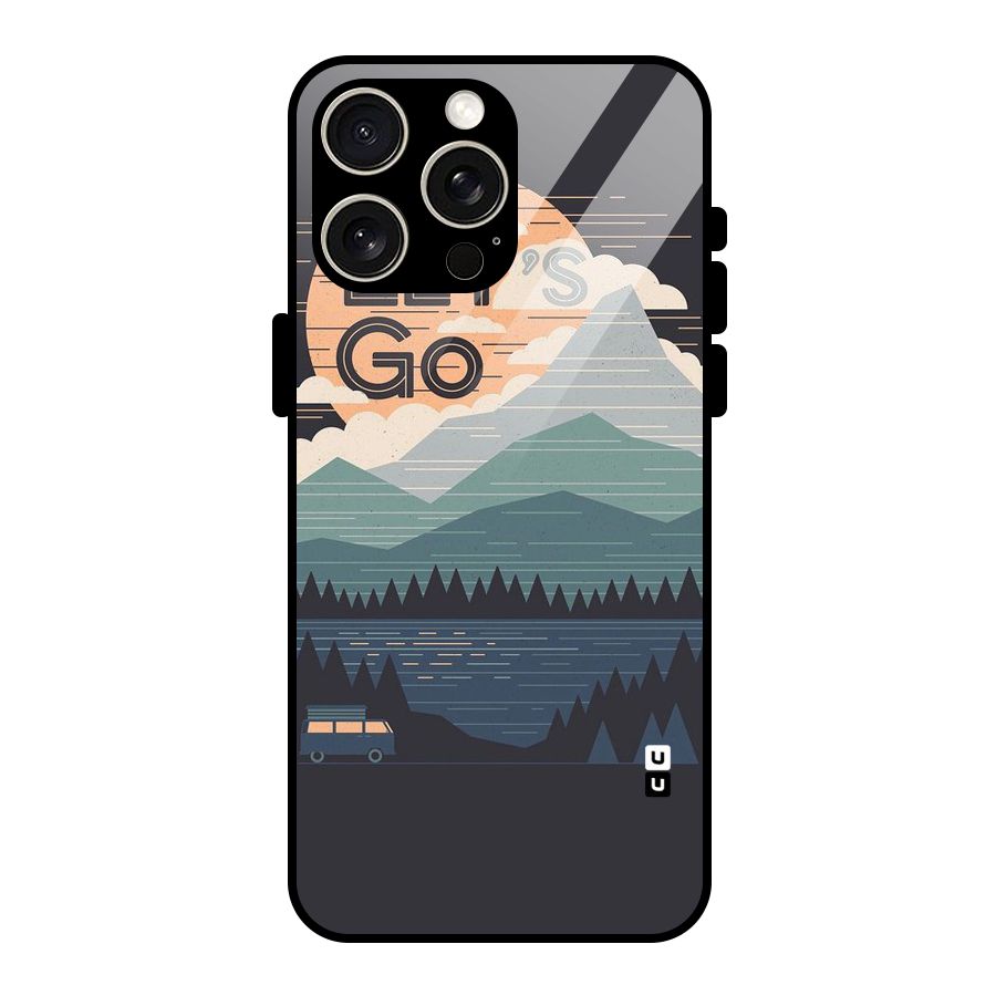 Abstract Travel Glass Back Case for iPhone 15 Pro Max