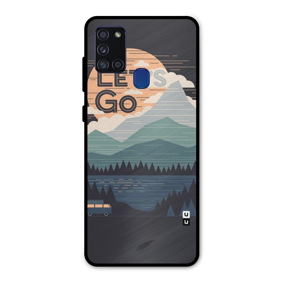 Abstract Travel Metal Back Case for Galaxy A21s