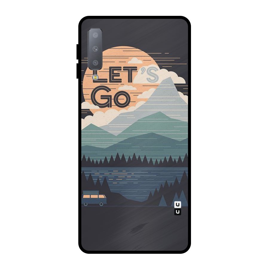 Abstract Travel Metal Back Case for Galaxy A7 (2018)