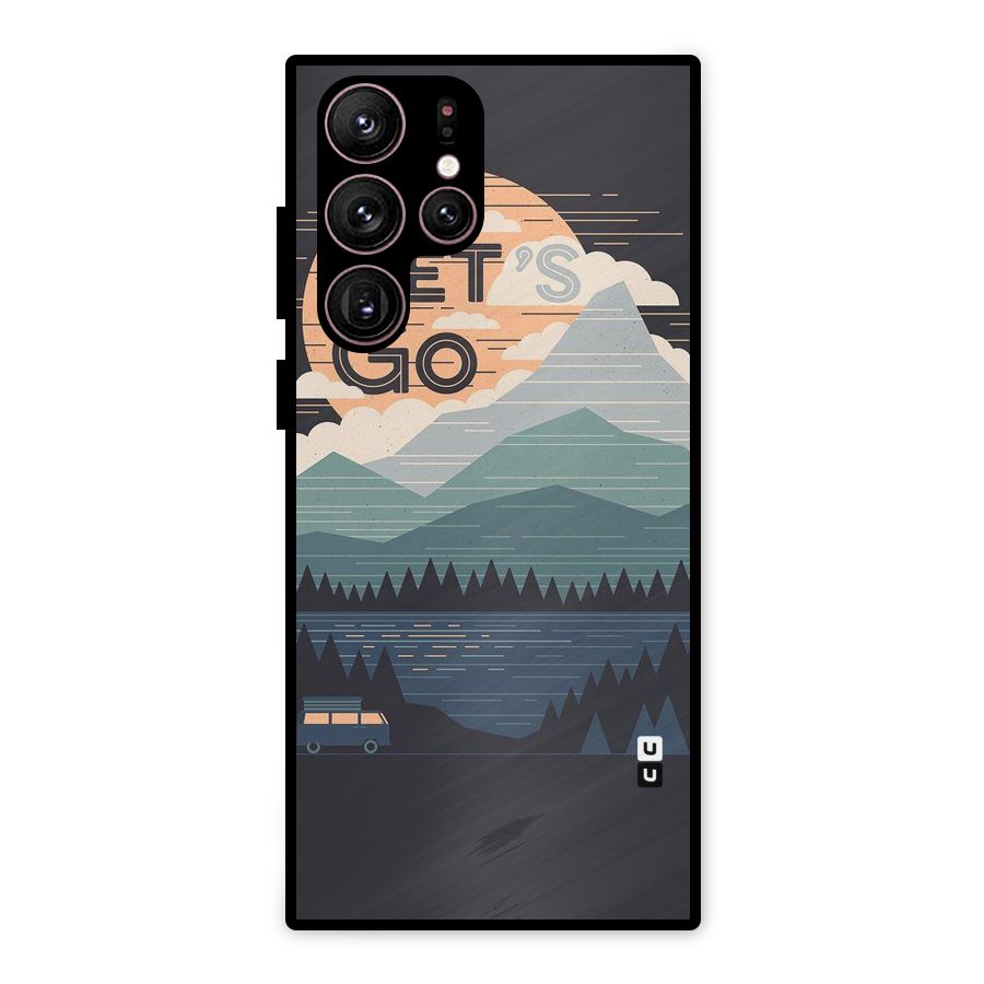 Abstract Travel Metal Back Case for Galaxy S22 Ultra 5G