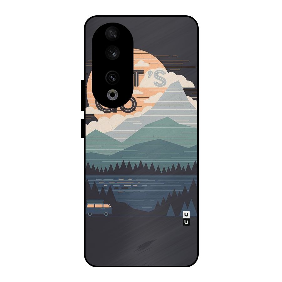 Abstract Travel Metal Back Case for Honor 90