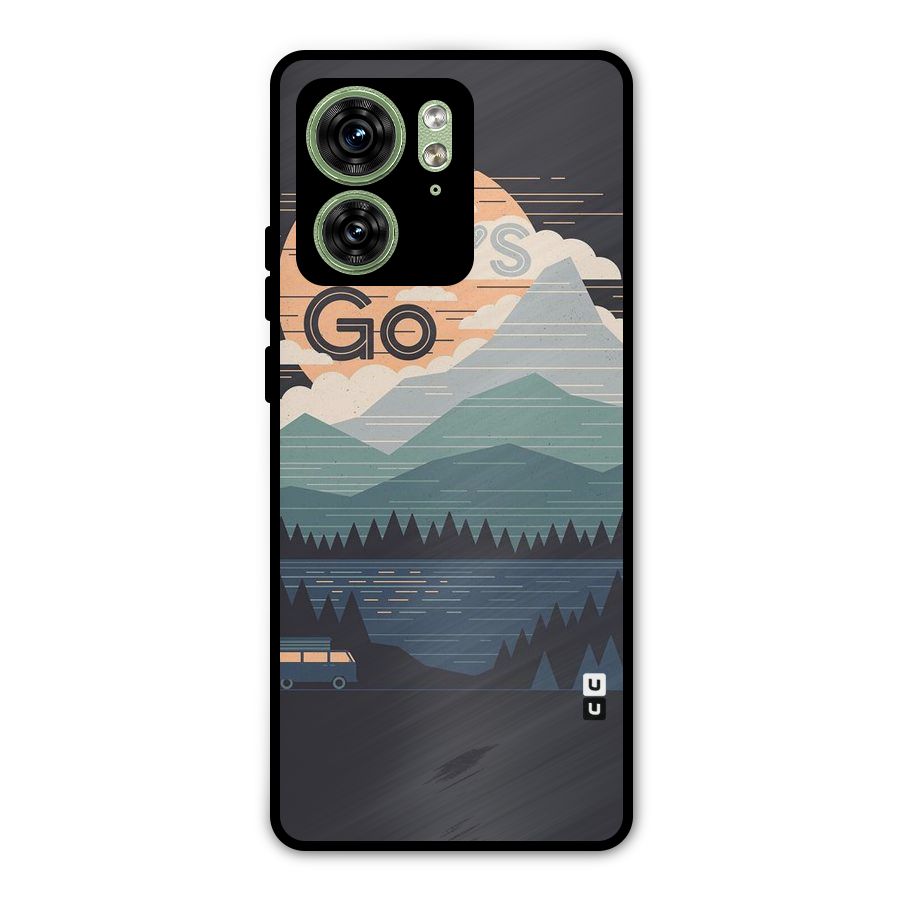 Abstract Travel Metal Back Case for Motorola Edge 40 5G