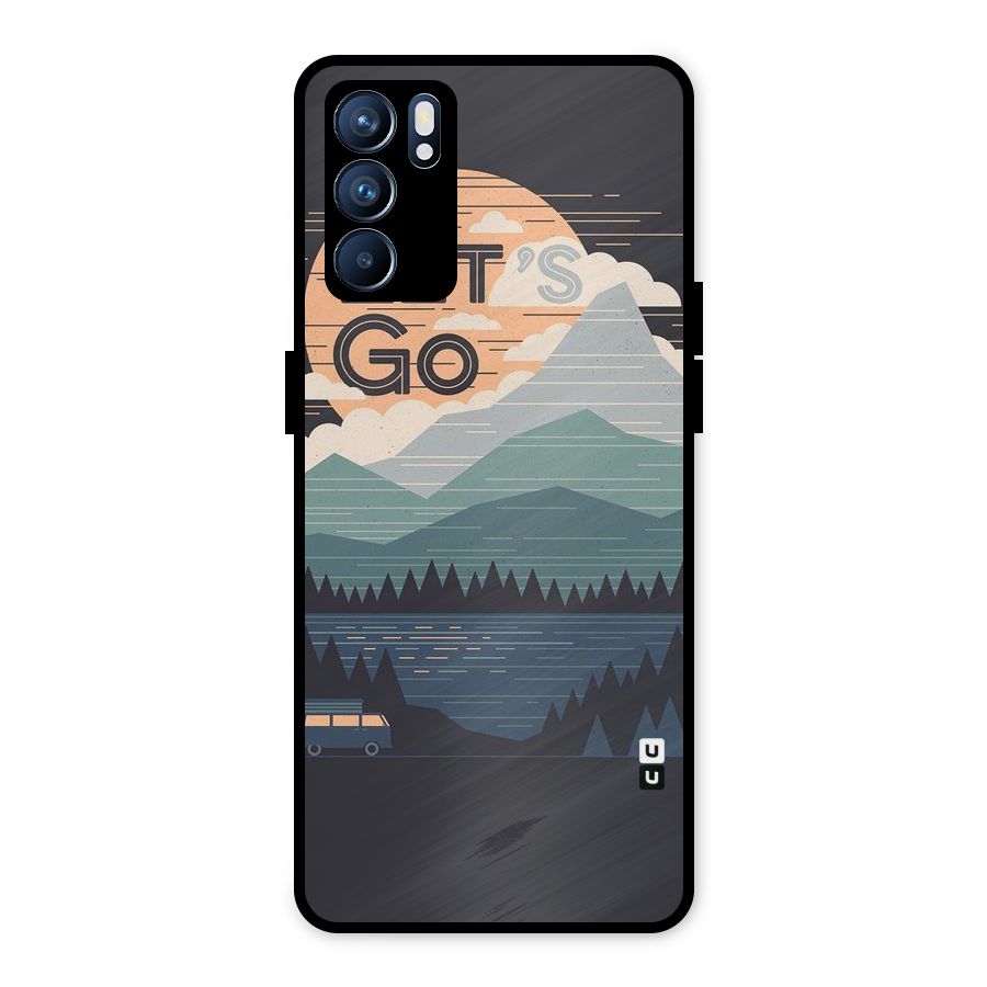 Abstract Travel Metal Back Case for Oppo Reno6 5G