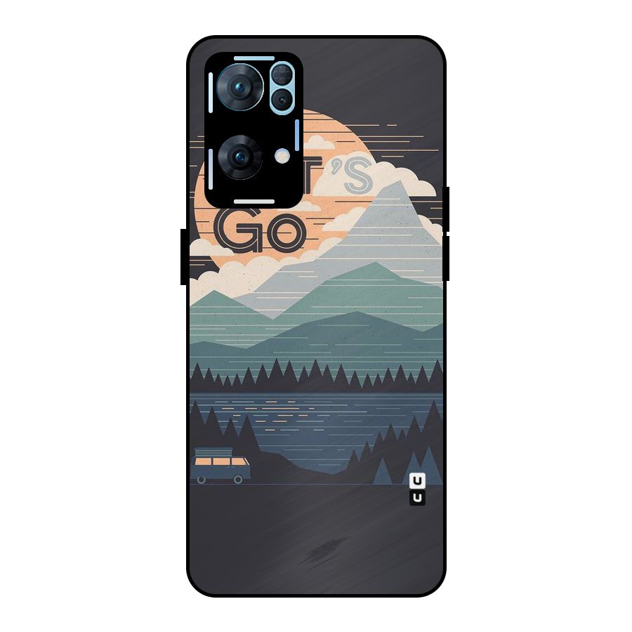 Abstract Travel Metal Back Case for Oppo Reno7 Pro 5G