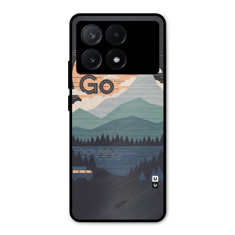 Abstract Travel Metal Back Case for Poco X6 Pro