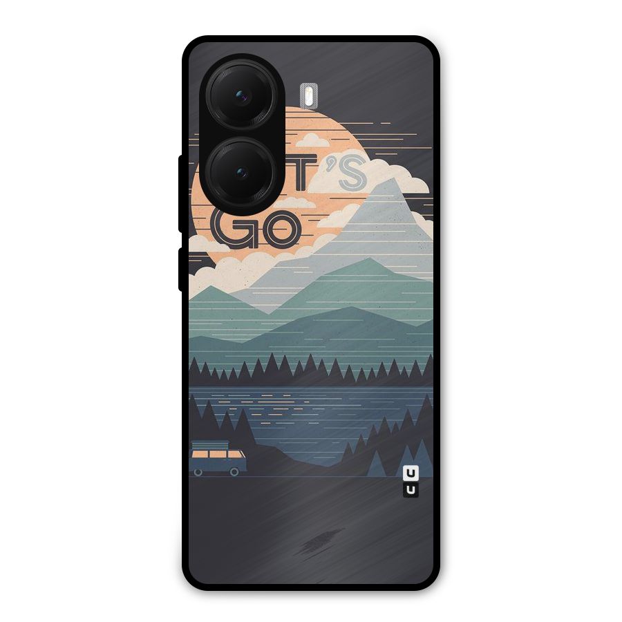 Abstract Travel Metal Back Case for Poco X7 Pro