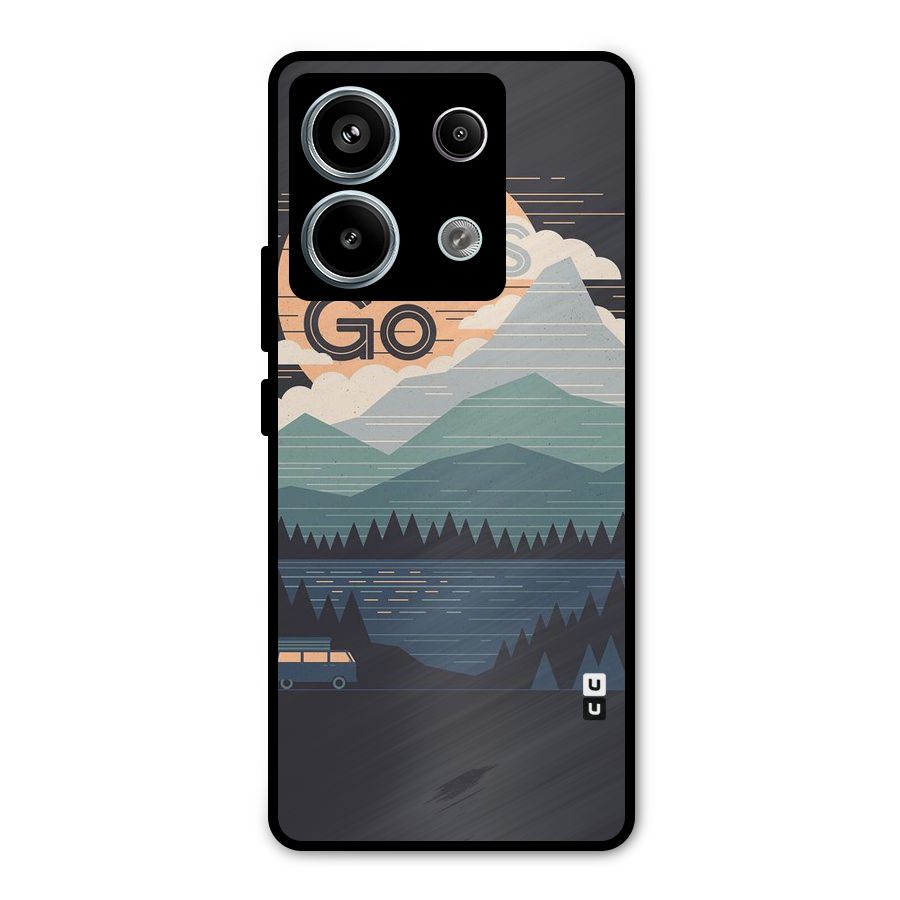 Abstract Travel Metal Back Case for Redmi Note 13 Pro 5G